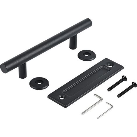 30CM Poignée de Porte Coulissante, Noires Avec Poignée de Porte Coulissante, Grande Taille Rustique, Convient pour Portails, Garages, Armoires 1 Pcs