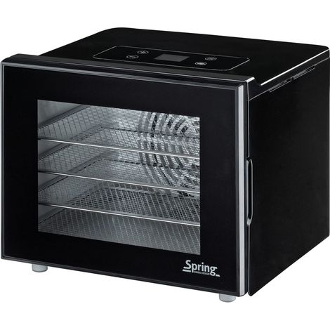 Spring Essiccatore Basic 30, 0 × 25, 5 21, cm, sistema di essiccazione orizzontale da 35 °C a 70, timer 1 finestra 24 ore con griglia di essiccazione e vassoio per pelle di frutta, 3812407001, acciaio (1/5)
