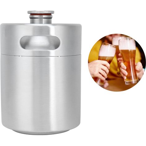 Miniatur-Bierfass aus Edelstahl (2 Liter) mit Spiralverschluss, Zubehör für das Heimbrauen (1/5)