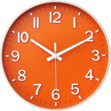 Horloge murale silencieuse de 30 cm (12 pouces) pour salon, chambre, cuisine, bureau (orange) (1/5)
