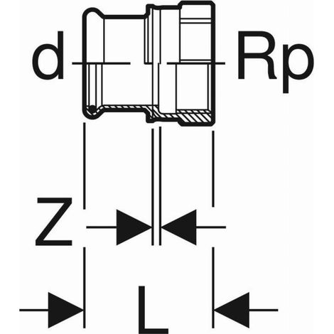Geberit Mapress Acier C Raccord avec filetage intérieur, DN 12 / 20, dø 15 mm, Rp 3/4, 21823 (1/2)