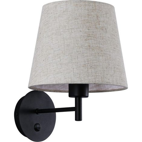 Aplique De Pared Con Pantalla E Interruptor Classic "RIGA" - E27 - Lino (1/5)