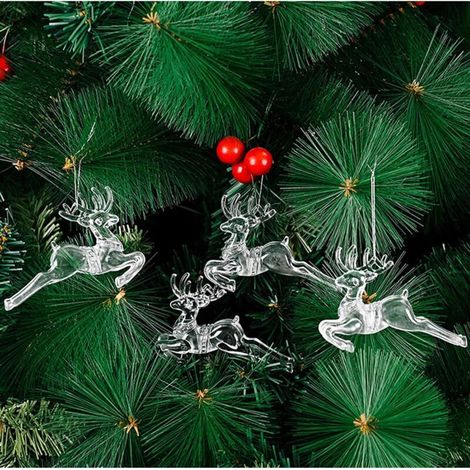 Noël Transparent Acrylique Décorations Ensemble Flocon De Neige Renne Ornements Suspendus Kit Xmas Transparent Pendentif Décor pour Fête Vacances Mariage Arbres Cheminée Patio (1/5)