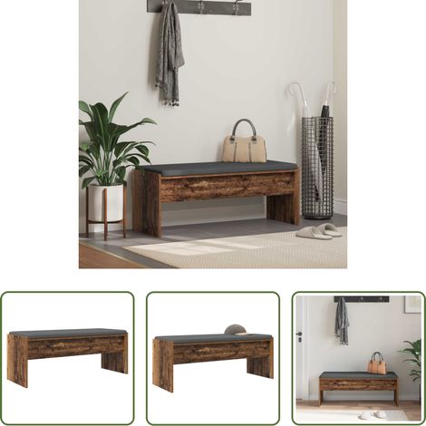 Holzbank - Flurbank mit Kissen Altholz 103 x 38 x 40 cm (1/5)