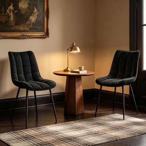 Pour salle à manger et bureau, chaise design en velours avec pieds métalliques et assise rembourrée (1/5)