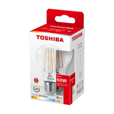 BOMBILLA LED TOSHIBA FILAMENTO A60 E27 7W 2700K