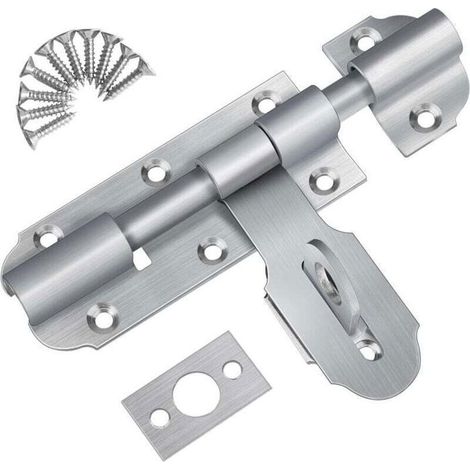 Verrou de porte extérieure avec fermeture par cadenas, loquet de porte coulissante en acier inoxydable de 135 mm, petit verrou de sécurité (1/4)