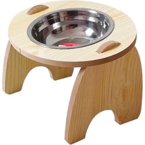 Trade Shop - EINZELNER ERHÖHTER NAPF FÜR HUNDE UND KATZEN MIT HOLZBODEN FÜR HAUSTIERE - (1/5)