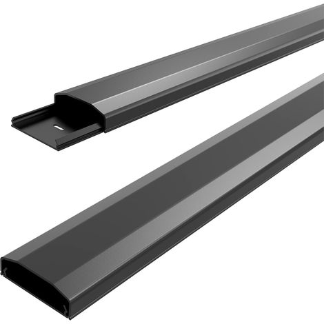 Goulotte Câble Plastique Noir 0,50m - Fixation Vis ou Colle - Gestion Fils Électriques (1/5)