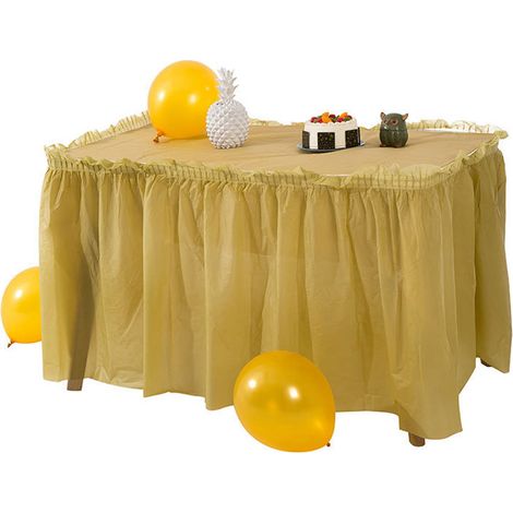 Lot de 2 nappes et jupes de table jetables en plastique, nappe imperméable de 137 cm x 274 cm et jupes de table de 4,27 m x 74 cm pour fête d'anniversaire (1/5)