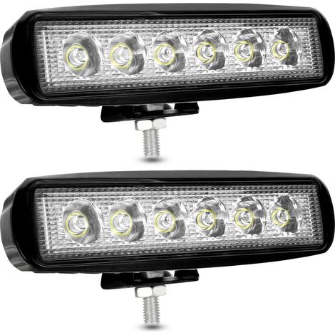 Phare de Travail LED 12V 18W Projecteur LED Voiture 12v Spot Flood Feux Antibrouillard LED 9,200lm Feux de Travail pour Voiture Camion Tracteur SUV Bateau [2 pièces]