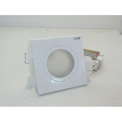 Spot plafond blanc aluminium verre carré 89X89mm pour lampe GU5.3 12V 35W max (non fournie) FGL out MR16 DECLIC 111121