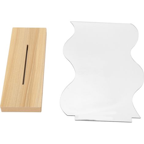 Miroir de maquillage acrylique portable avec base en bois, design esthétique irrégulier et léger pour bureau (1/5)