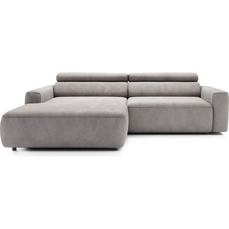 Selsey Fando - Ecksofa mit Schlaffunktion, L-Form, links, Velours Grau, 252 cm (1/5)