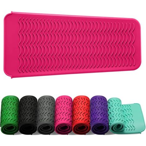 Funda de silicona resistente al calor para plancha, rizador y herramientas de peinado calientes (1 unidad, rosa brillante) (1/5)