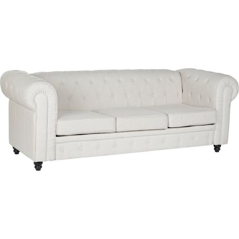 Sofa Poliester Madera 209X84X76 Crema (1/4)