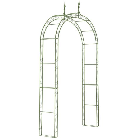 Arco di rose piante rampicanti decorazione da giardino 144x128 cm in metallo verde invecchiato 100003941