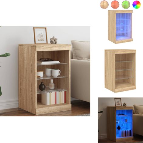 Buffet avec lumières LED chêne sonoma 41x37x67 cm - Buffet Design Moderne - Meuble Rangement - Luminaire Led - Étagère Murale - Décoration Intérieur (1/5)