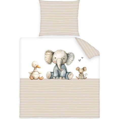 Linge de lit pour bébé, taie d'oreiller 35 x 40 cm, Housse de Couette 80 x 80 cm, avec Rabat, Coton/renforcé (1/5)