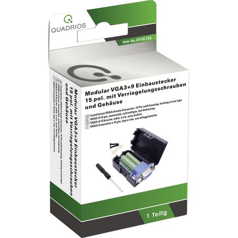 Quadrios 2010C256 VGA-Steckverbinder Stecker, gerade Polzahl: 15  Schwarz 1 Set
