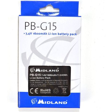 Midland PB-G15 Batteria Ricaricabile, Li-Ion, 1600mAh, Nero (1/3)