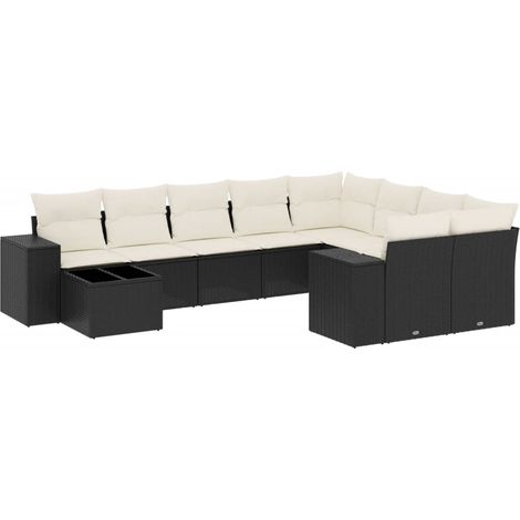 Maison Exclusive - 10-tlg. Garten-Sofagarnitur mit Kissen Schwarz