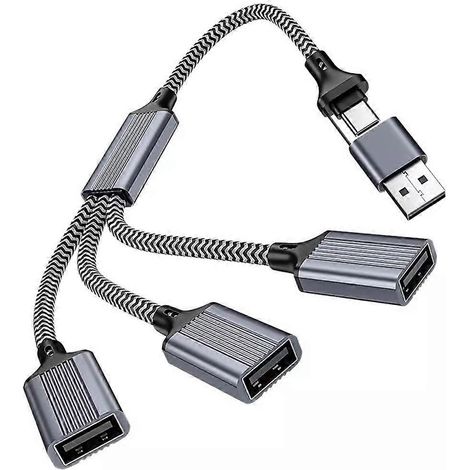 Adaptateur/convertisseur USB Type-C 2/3 en 1 vers OTG - Un pour trois ports (1/4)