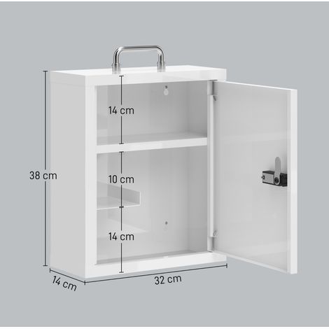 Armario botiquín de pared 32x14x38 cm de metal blanco con cerradura de código - MEUBLIV (1/5)