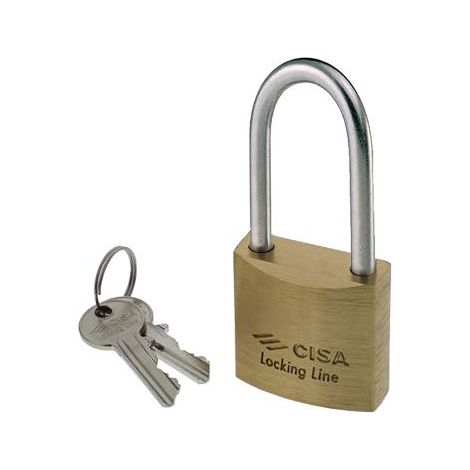 LUCCHETTO ARCO LUNGO LOCKING-LINE POP 20011 CISA - OTTONE ARCO CROMATO CHIAVI 3 MM 50 - 6 pezzi