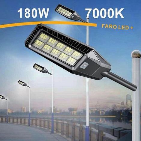 TrAdE Shop Traesio - Lampione Stradale Faro A Led Solare Per Esterno 180w Luce 7000k Sl-606-250-7000k - (1/3)