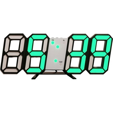 Horloge Numérique LED 3D - Affichage 23,5 x 9,1 cm - Mode 12H/24H - Fonction Réveil et Sieste - Luminosité Réglable - Montage Mur ou Table - Alimentation USB + Batterie Lithium Intégrée (1/5)