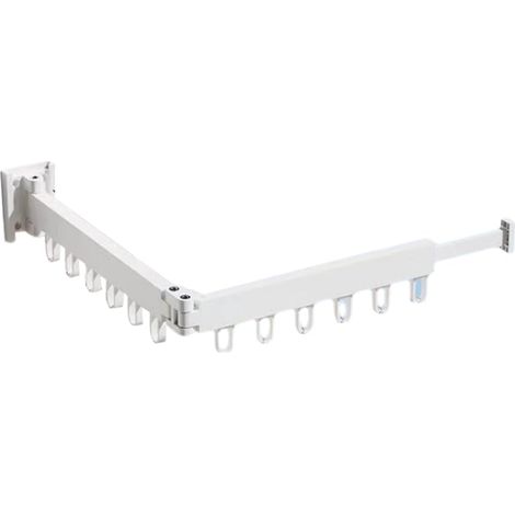 Rack de Séchage de Vêtements Muraux Rétractables avec 12 Anneaux en Aluminium pour Le Cintre en Tissu Blanc Intérieur et Extérieur, Pliable (1/5)