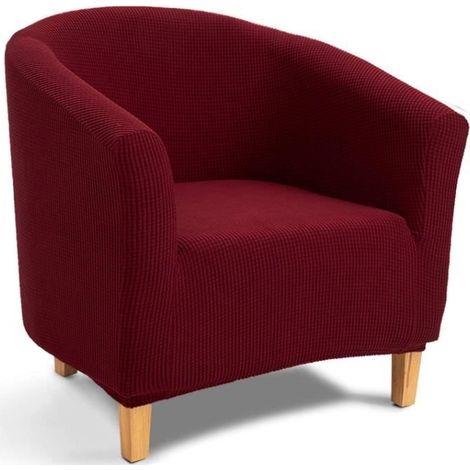 Housse de Fauteuil Chesterfield,Jacquard Housse de Canapé Tub Chair Extensible Extensible(Housse de Chaise de Bain,Rouge foncé) (1/4)