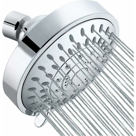4-inch high-pressure shower head – Chrome anti-limescale – Soft and adjustable spray – Water saving – Easy installation (1/5)