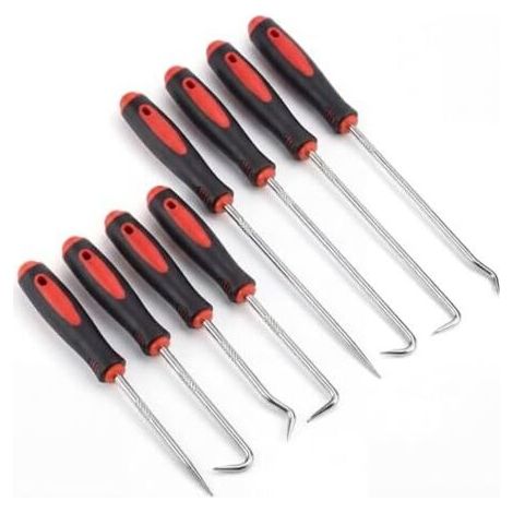 Lot de 8 crochets et crochets, kit crochetage serrure, outils mécanicien voiture, ensemble d'outils crochet précision pour joints d'huile outil - (1/5)