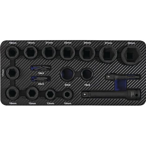 Set chiavi a bussola 34 pezzi 1/2 pollice esagonale PROMAT