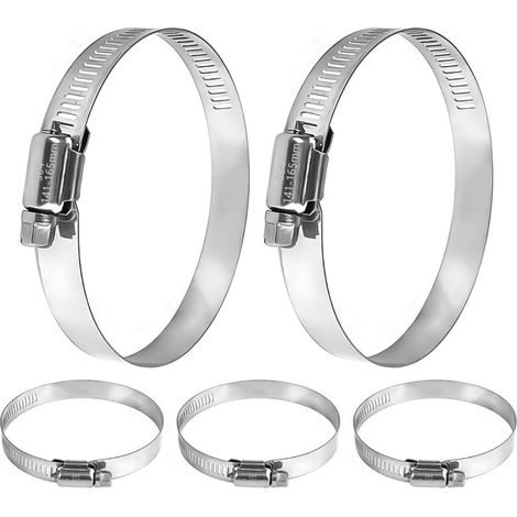 Lot de 5 colliers de serrage réglables en acier inoxydable 304 de 141 à 165 mm, colliers de serrage pour piscine, étang et jardin (1/5)