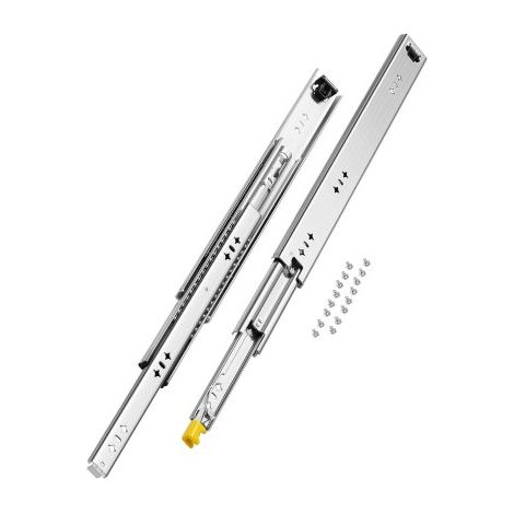 1 Par de Correderas para Cajones de Extensión Completa, Capacidad Carga 113,4 kg, Rodamiento de Bolas con Riel Deslizante para Cajones de Montaje Lateral con Bloqueo, 500 x 53 x 19,5 mm (1/5)