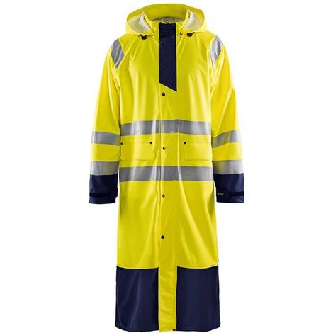 Veste de pluie longue haute visibilité BLAKLADER 4325 - Jaune / Bleu foncé - S (1/4)