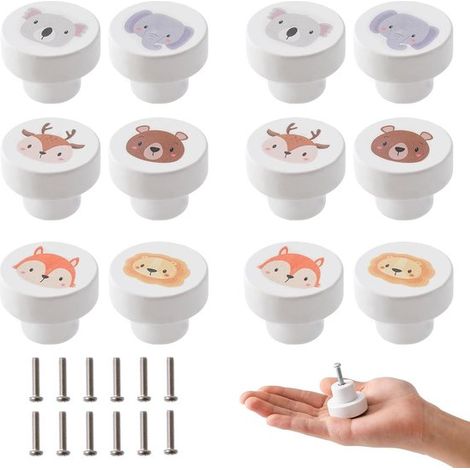 12 pomos de madera para armarios de habitación infantil,pomos redondos de 35 mm,tornillos incluidos (1/5)
