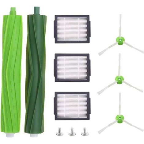 Ersatzteil- und Zubehörset: Filter, Seitenbürsten und Räder für iRobot Roomba i7, i7+, E5, E6 und E7 Staubsaugerroboter – 11-teilige Packung - Crezuo