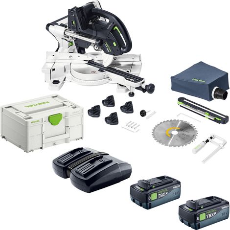 Festool KAPEX KSC 60 EB-Basic Akku Kapp Zugsäge 18 V / 36 V 216 mm Brushless + 2x Akku 8,0 Ah + Doppelladegerät + Systainer