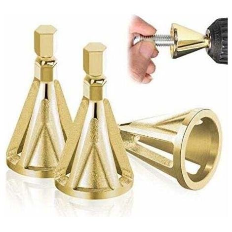3 Pièces Externe ébavurage Outil à Chanfreiner, Hexa et Triangulaire,Enlever Bavure, Deburring pour Les Forets, Rapidement Les Réparations Endommagés Boulons (Set 3) (1/5)