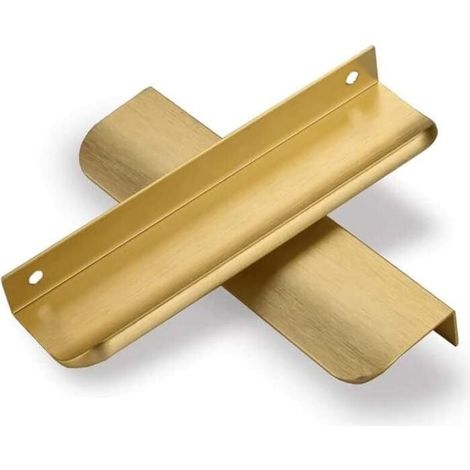 Lot de 6 Poignée Invisible Poignée de Meuble Cuisine Poignee Doree -poignee de cuisine or brossé Poignee Tiroir Laiton Brossé en Alliage d'Aluminium Entraxe 160mm, Or brossé (1/4)