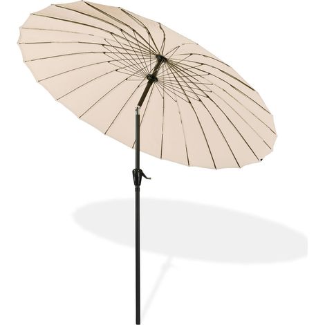 Sonnenschirm Gartenschirm Sonnenschutz Schirm Kurbelschirm Tokio rund 2,5m beige