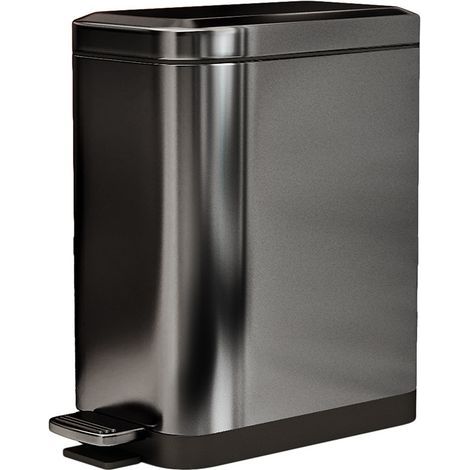 Cubo de basura con pedal de acero inoxidable de 7 litros, dimensiones 22,5 cm x 14 cm x 30 cm, ideal para cocina y baño (diseño compacto e higiénico). (1/5)