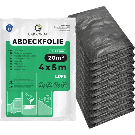 Garronda Bâche de Protection Peinture Travaux 4×5 m - Film Plastique Résistant Imperméable Anti-Poussière Couvre Meubles Sol Mur pour Déménagement Rénovation Intérieur Extérieur GD-0222 (Lot de 10)