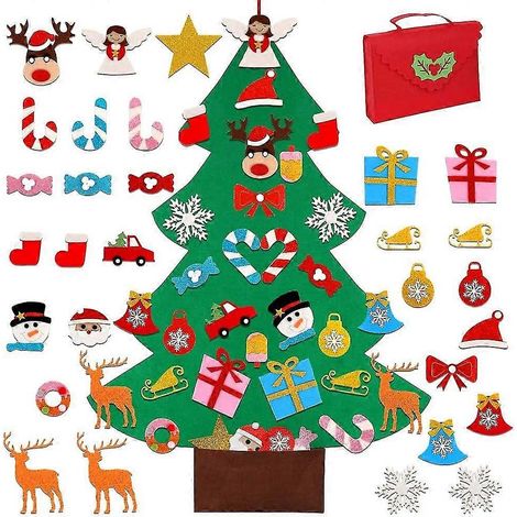Décoration de Noël DIY en feutrine : pendentif sapin de Noël avec 30 ornements pailletés bd (1/5)