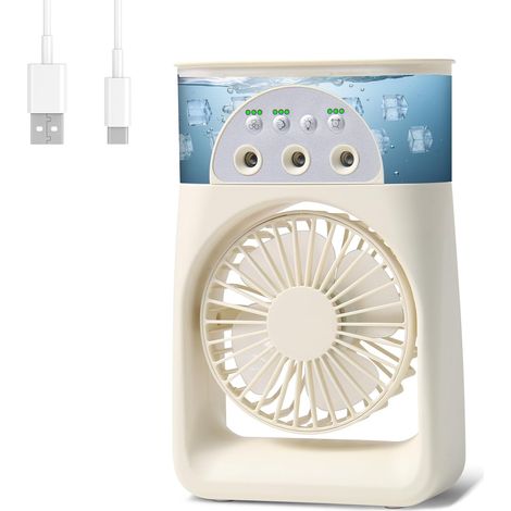 Mini ventilador de aire acondicionado portátil, aire acondicionado portátil 3 en 1, enfriador de aire, ventilador de aire acondicionado, ventilador de aire acondicionado móvil, mini ventilador potente (1/5)