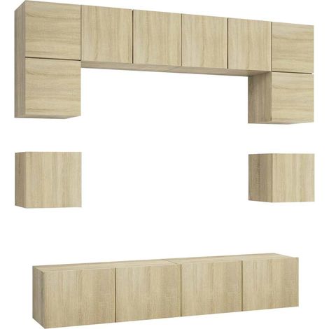 Maison Exclusive - 8-tlg. TV-Schrank-Set Sonoma-Eiche Holzwerksto (1/5)